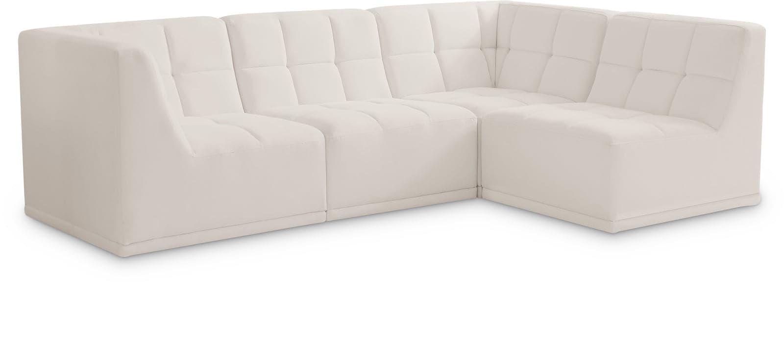 Jolie 98" Cream Velvet Upholstered Sectional, 4-Piece — Vista 1 (1/3)