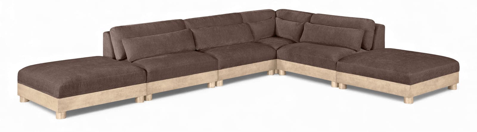 Kira 160" Brown Chenille Fabric Upholstered Modular Sectional, 6-Piece — Vista 1 (1/3)