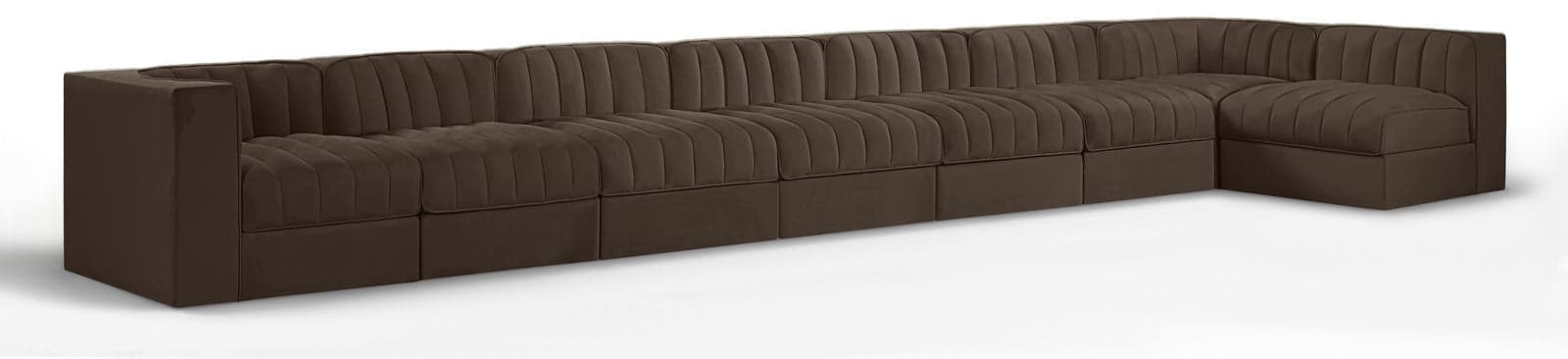 Talia Brown Velvet Performance Fabric Upholstered Sectional, 8-Piece (Style 4) — Vista 1 (1/3)