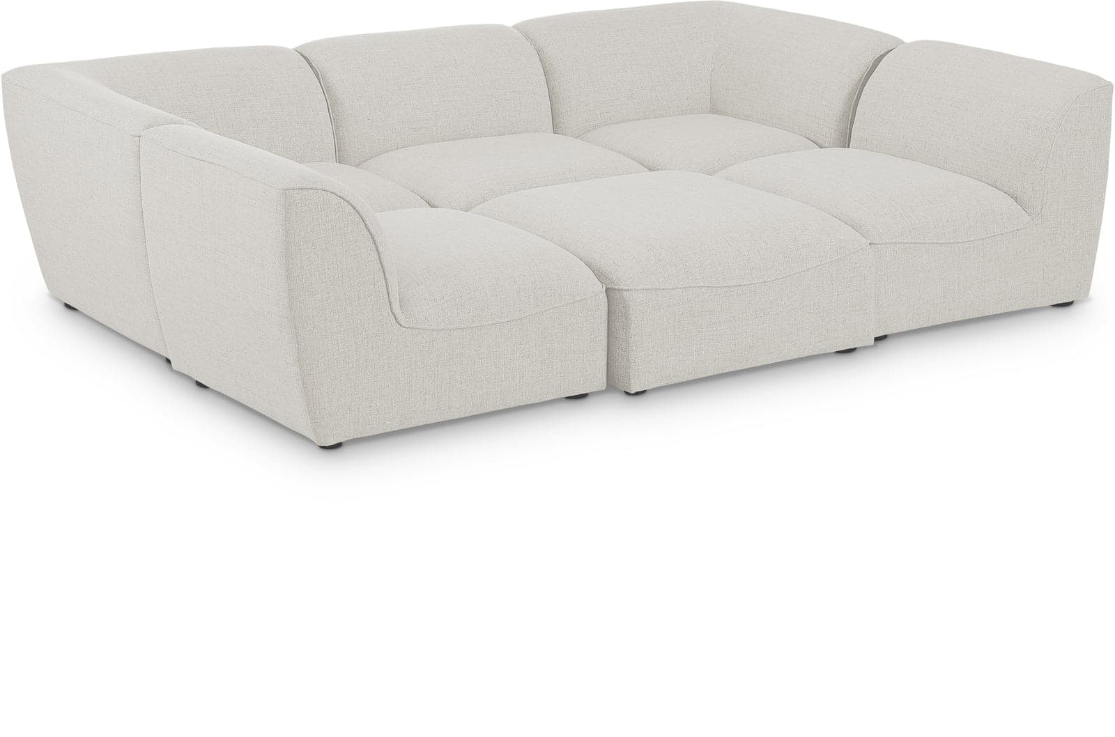 Greer 109" Cream Linen Textured Fabric Upholstered Sectional, 6-Piece — View 1 (1/3)