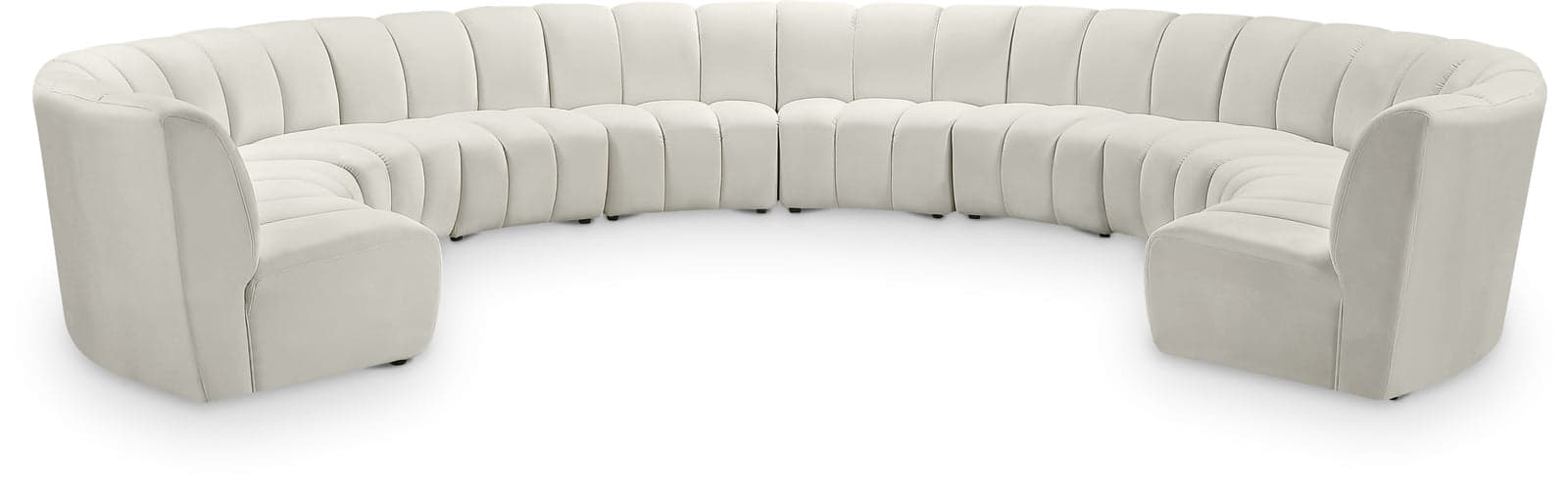 Isolde 178" Cream Velvet Upholstered Sectional, 10-Piece — Vista 1 (1/3)