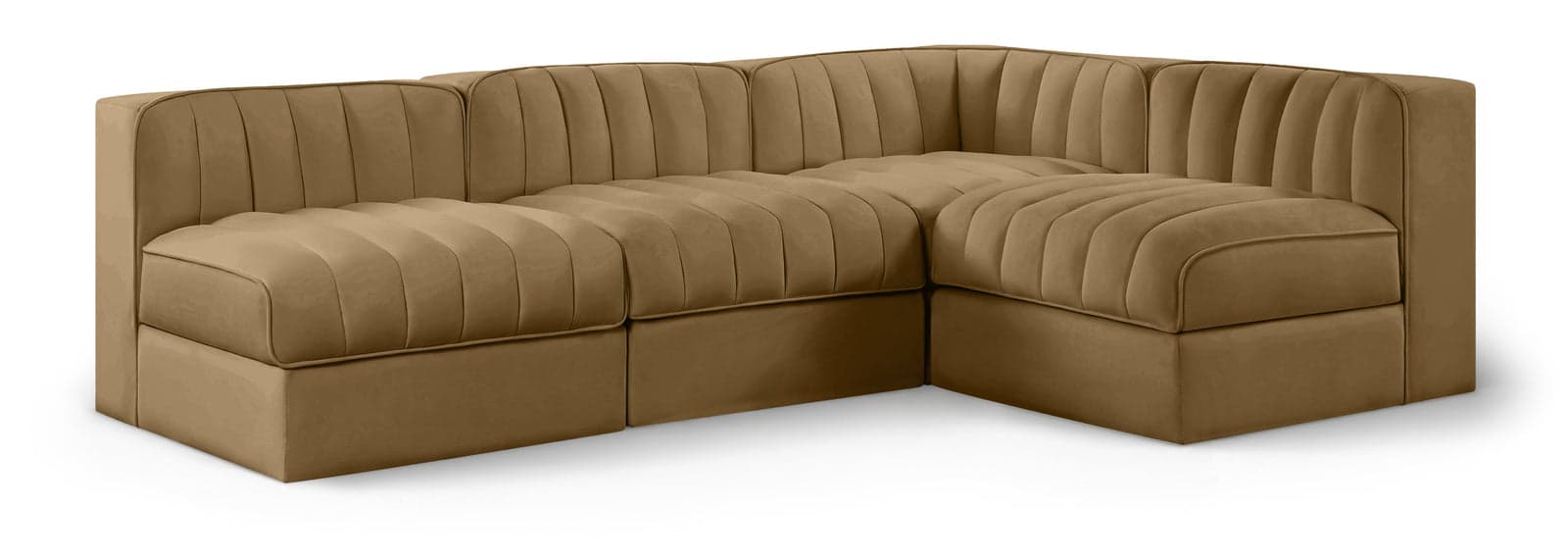 Talia Saddle Velvet Performance Fabric Upholstered Sectional, 4-Piece — Vista 1 (1/3)