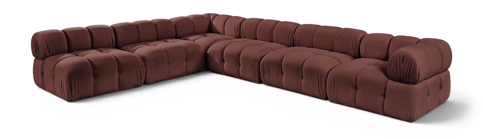 Camden Rose Velvet Performance Fabric Upholstered Sectional, 6-Piece (Style 2) — Vista 1 (1/3)