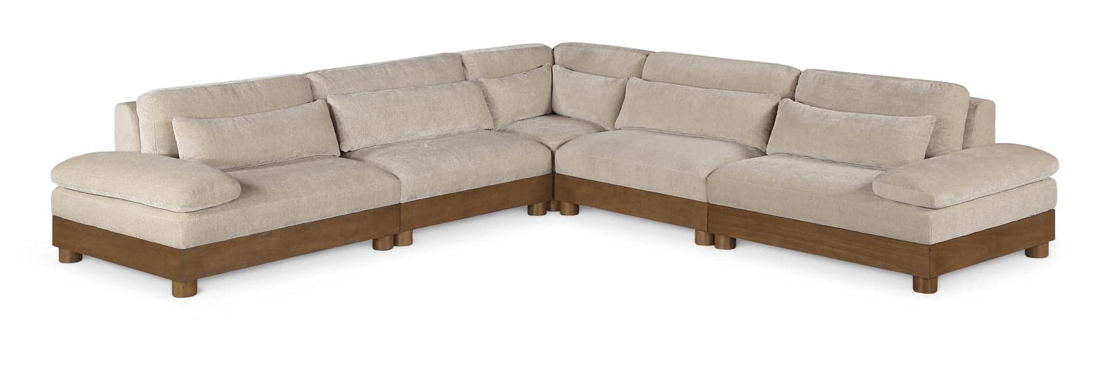 Kira 127.75" Taupe Chenille Fabric Upholstered Sectional, 5-Piece — Vista 1 (1/3)