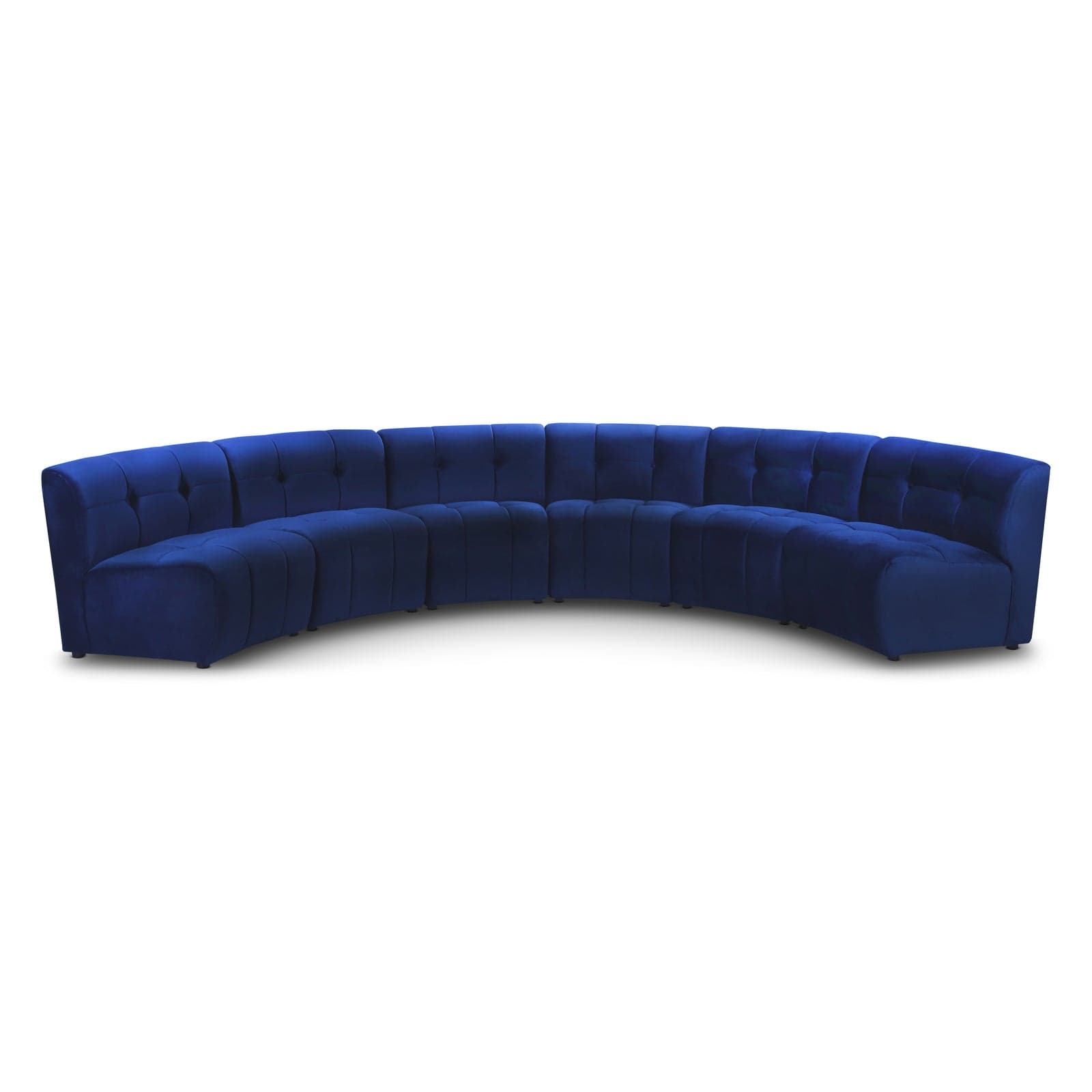 Kira 157.5" Navy Velvet Upholstered Sectional, 6-Piece — Vista 1 (1/3)