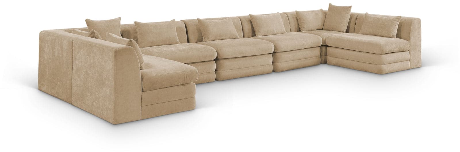 Willow 190" Beige Chenille Fabric Upholstered 7Pc. Sectional, 7-Piece — Vista 1 (1/3)