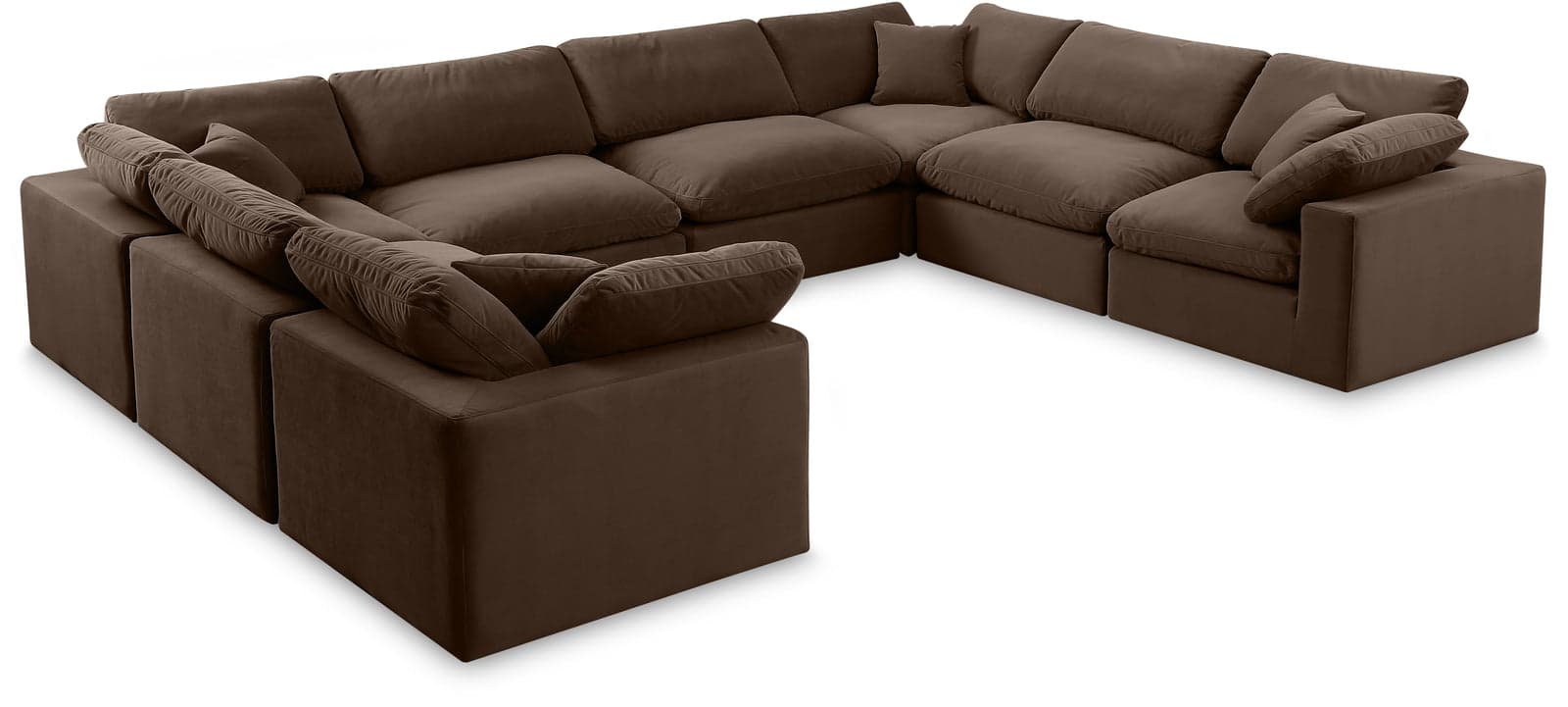 Farrah 158" Brown Velvet Upholstered Sectional, 8-Piece — Vista 1 (1/3)