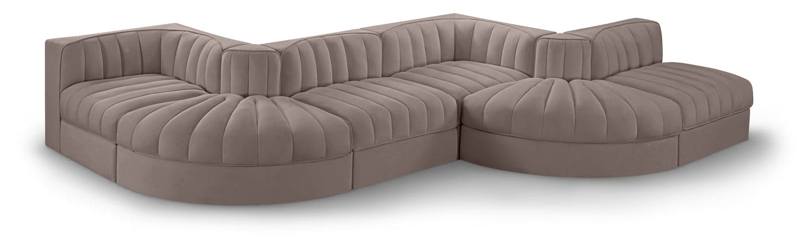 Talia Taupe Velvet Performance Fabric Upholstered Sectional, 6-Piece (Style 6) — Vista 1 (1/3)