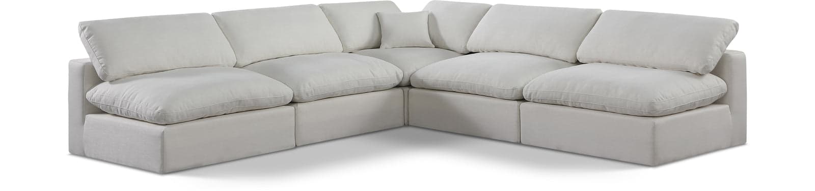 Farrah 118" Cream Linen Textured Fabric Upholstered Sectional, 5-Piece — Vista 1 (1/3)