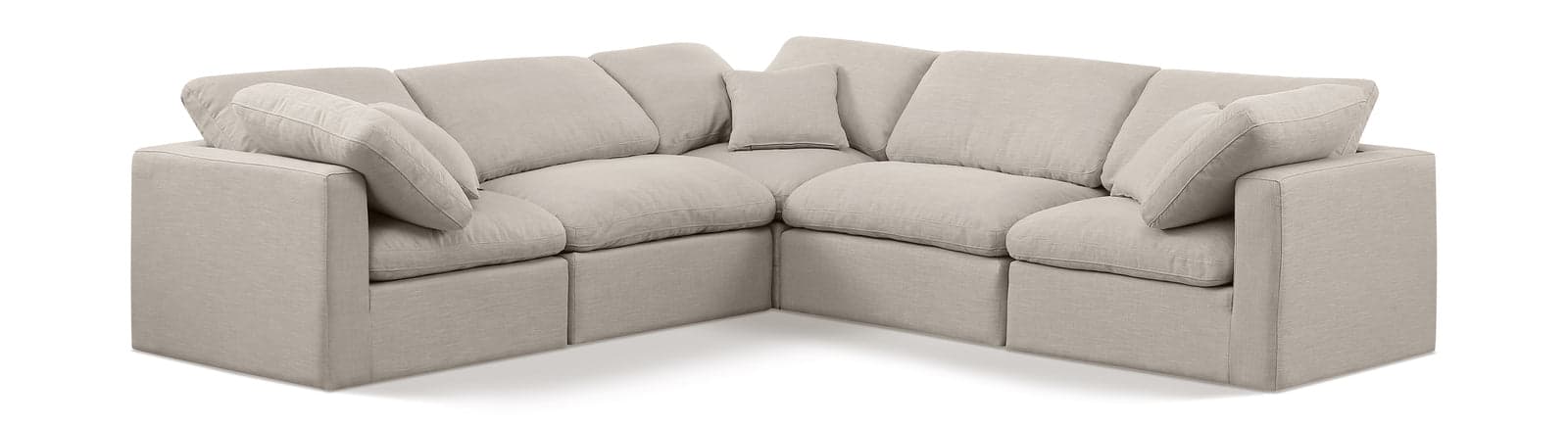 Sloane 105" Linen Textured Fabric Upholstered Sectional, 5-Piece (Style 2) — Vista 1 (1/6)