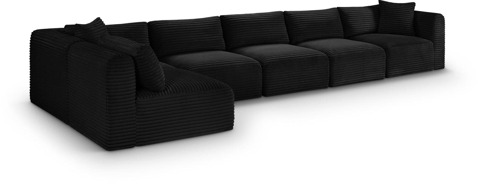 Faye 171" Black Corduroy Performance Fabric Upholstered Sectional, 6-Piece — View 1 (1/3)