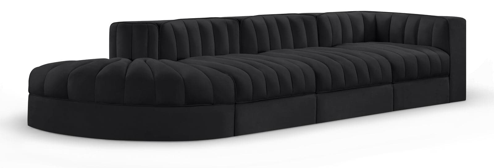 Talia Black Velvet Performance Fabric Upholstered Sectional, 4-Piece (Style 4) — Vista 1 (1/3)