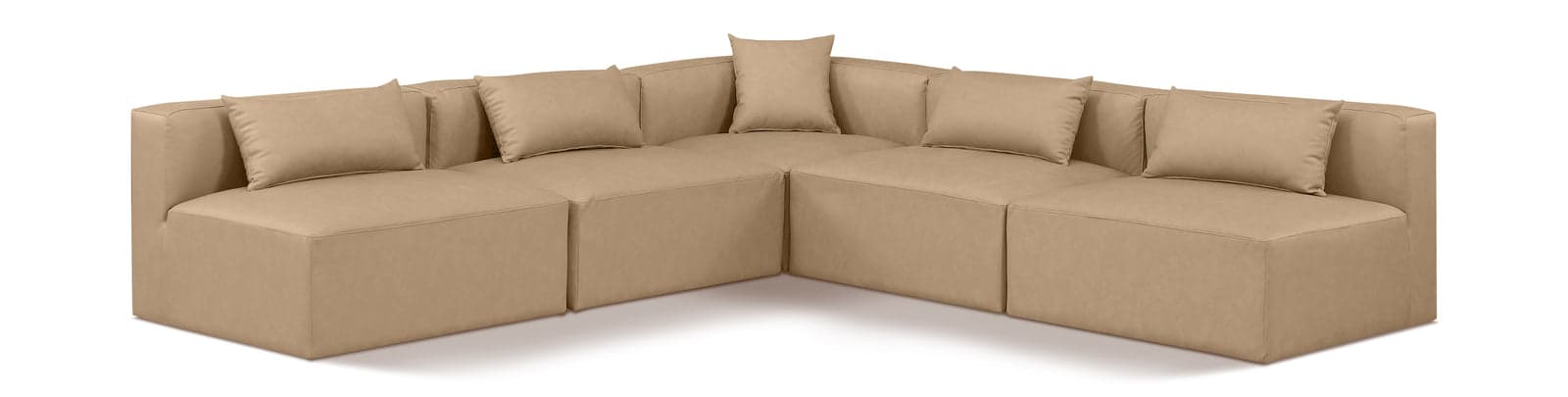 Farrah 108" Tan Vegan Leather Upholstered Sectional, 5-Piece — Vista 1 (1/3)