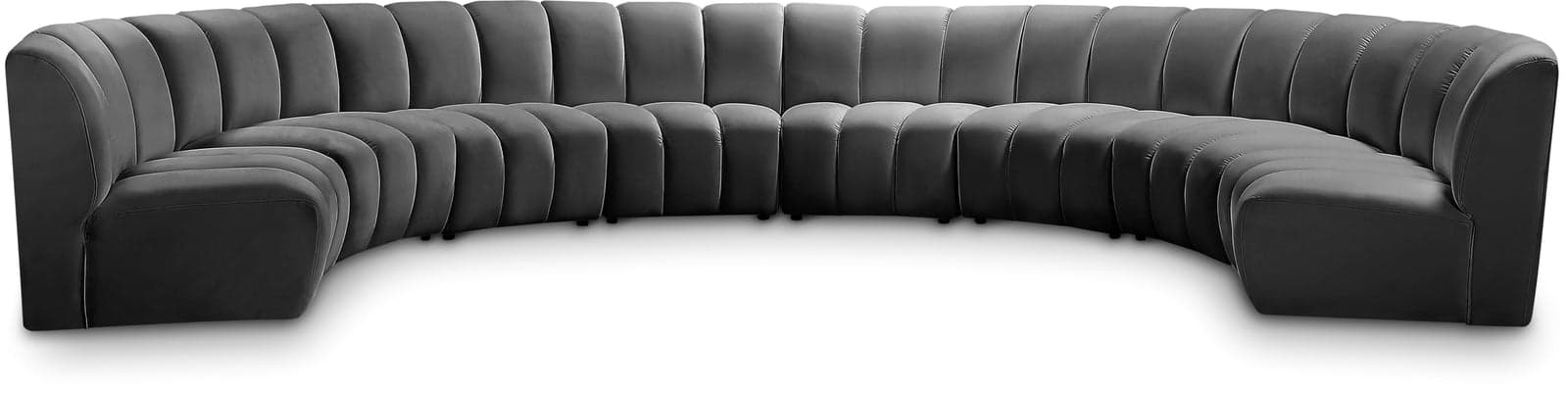 Isolde 178" Grey Velvet Upholstered Sectional, 8-Piece — Vista 1 (1/3)