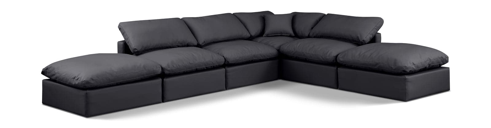 Sloane 140" Vegan Leather Upholstered Sectional, 6-Piece (Style 4) — Vista 1 (1/5)