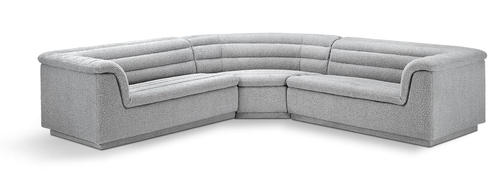 Faye 148" Grey Boucle Fabric Upholstered Sectional, 3-Piece — View 1 (1/3)
