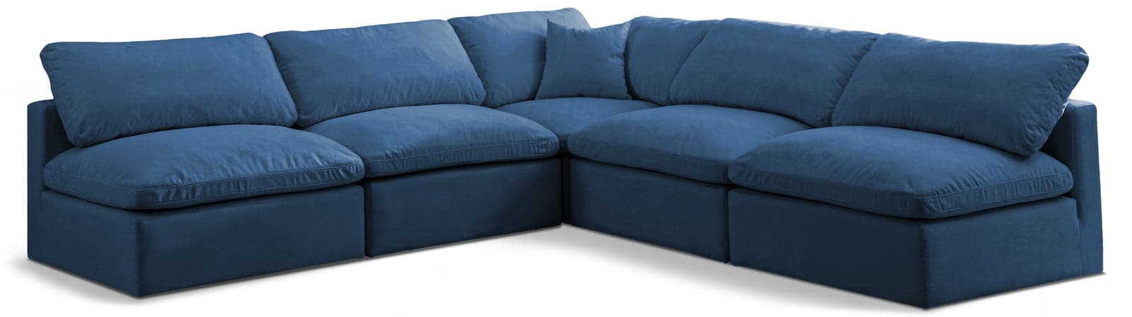 Selene 105" Navy Velvet Upholstered Standard Comfort Sectional, 5-Piece — View 1 (1/3)
