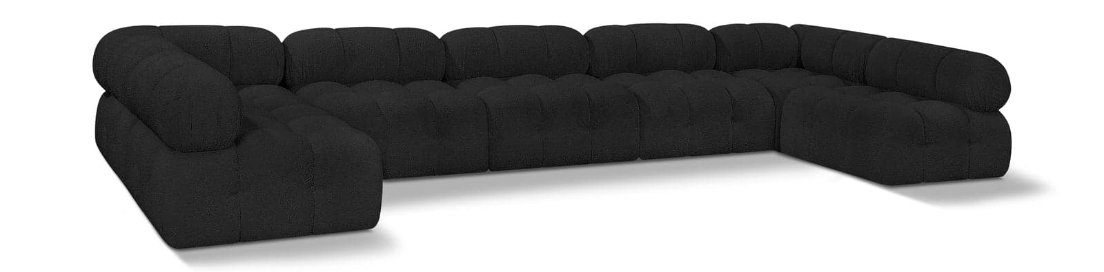 Darcy 170" Black Boucle Fabric Upholstered Sectional, 7-Piece — View 1 (1/3)