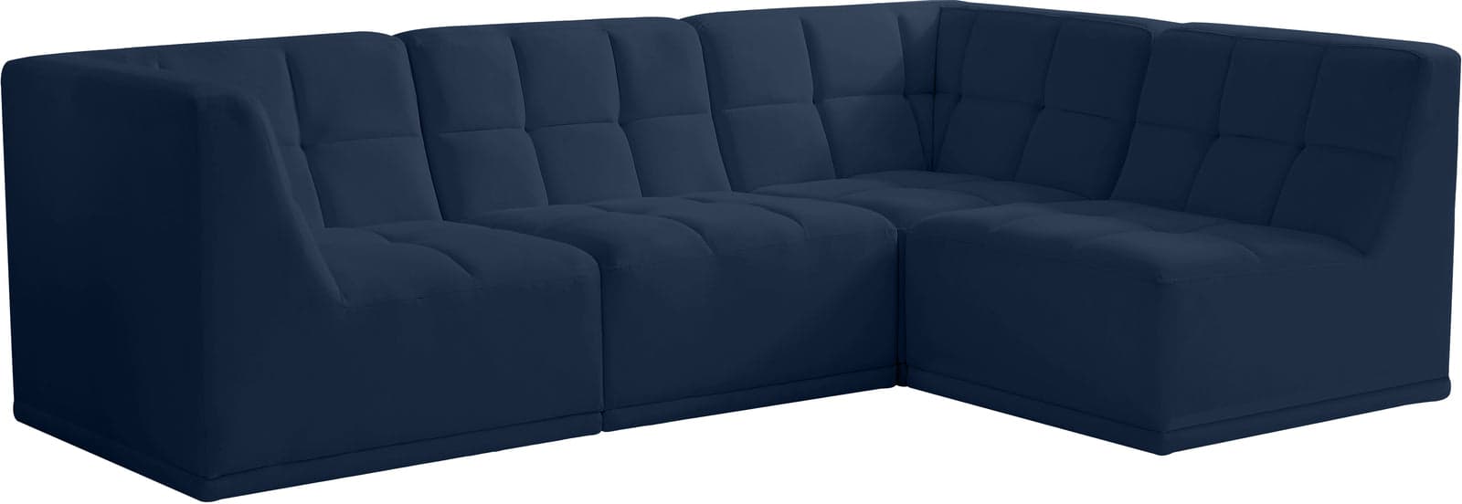 Jolie 98" Navy Velvet Upholstered Sectional, 4-Piece — Vista 1 (1/3)