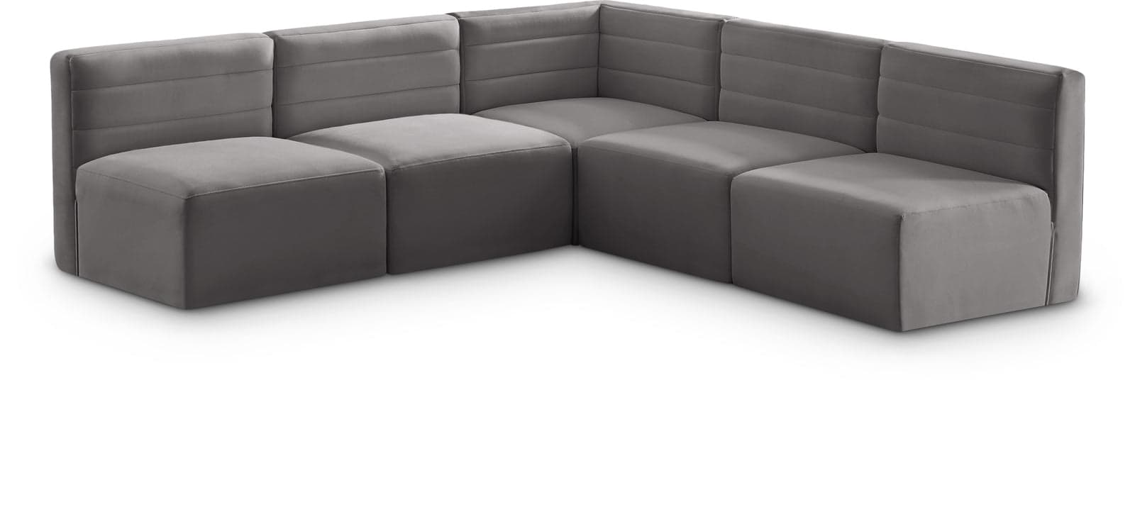 Opal 94" Grey Velvet Upholstered Comfort Sectional, 5-Piece — Vista 1 (1/3)