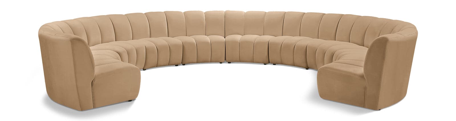 Isolde 183" Camel Velvet Upholstered Sectional, 10-Piece — Vista 1 (1/3)