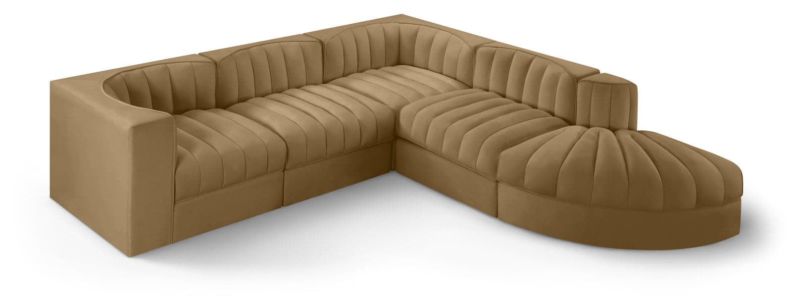 Talia Saddle Velvet Performance Fabric Upholstered Sectional, 5-Piece (Style 3) — Vista 1 (1/3)