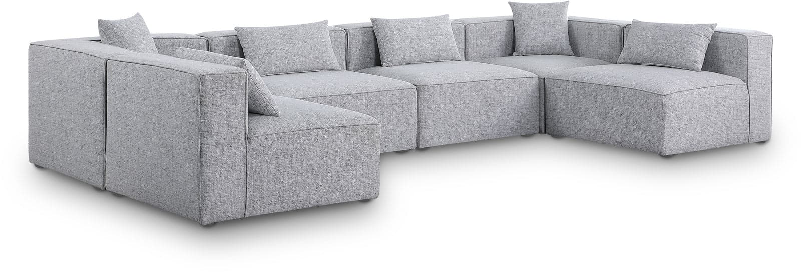 Farrah 144" Grey Fabric Upholstered Sectional, 6-Piece (Style 3) — View 1 (1/3)