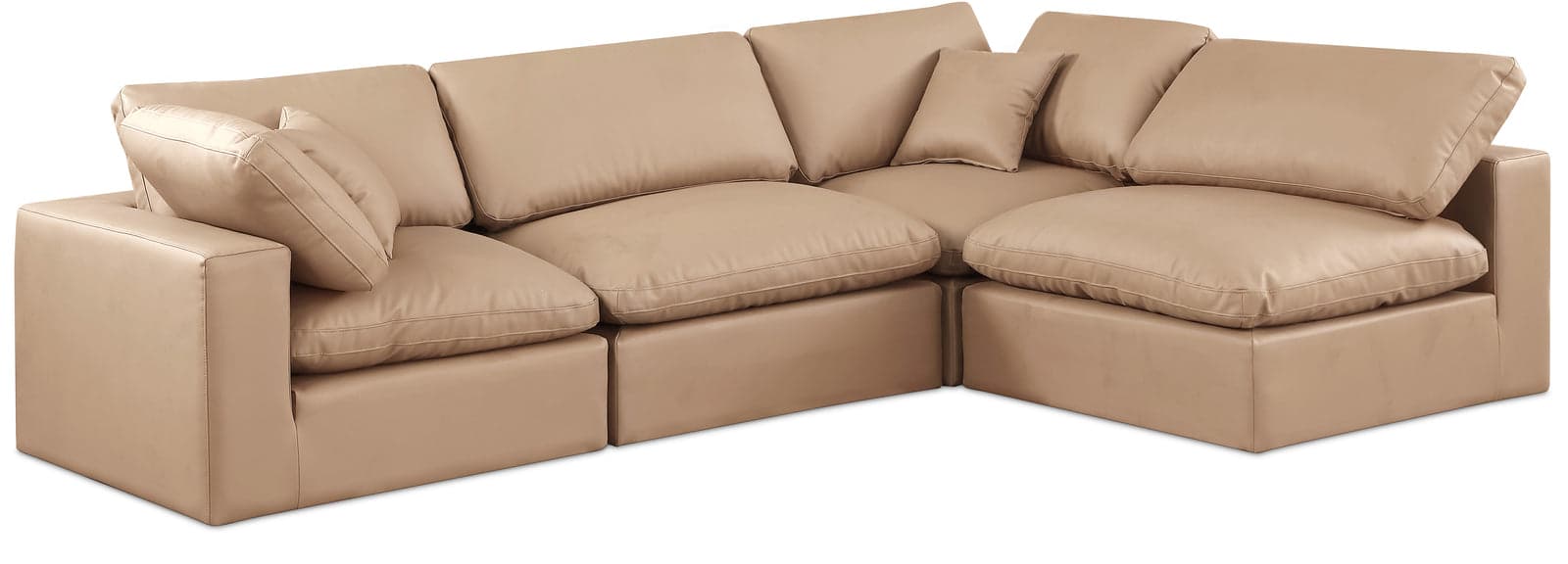 Farrah 119" Tan Vegan Leather Upholstered Sectional, 4-Piece (Style 2) — Vista 1 (1/3)