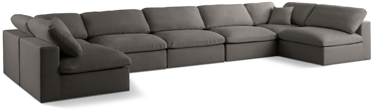 Selene 175" Grey Velvet Upholstered Standard Comfort Sectional, 7-Piece — Vista 1 (1/3)