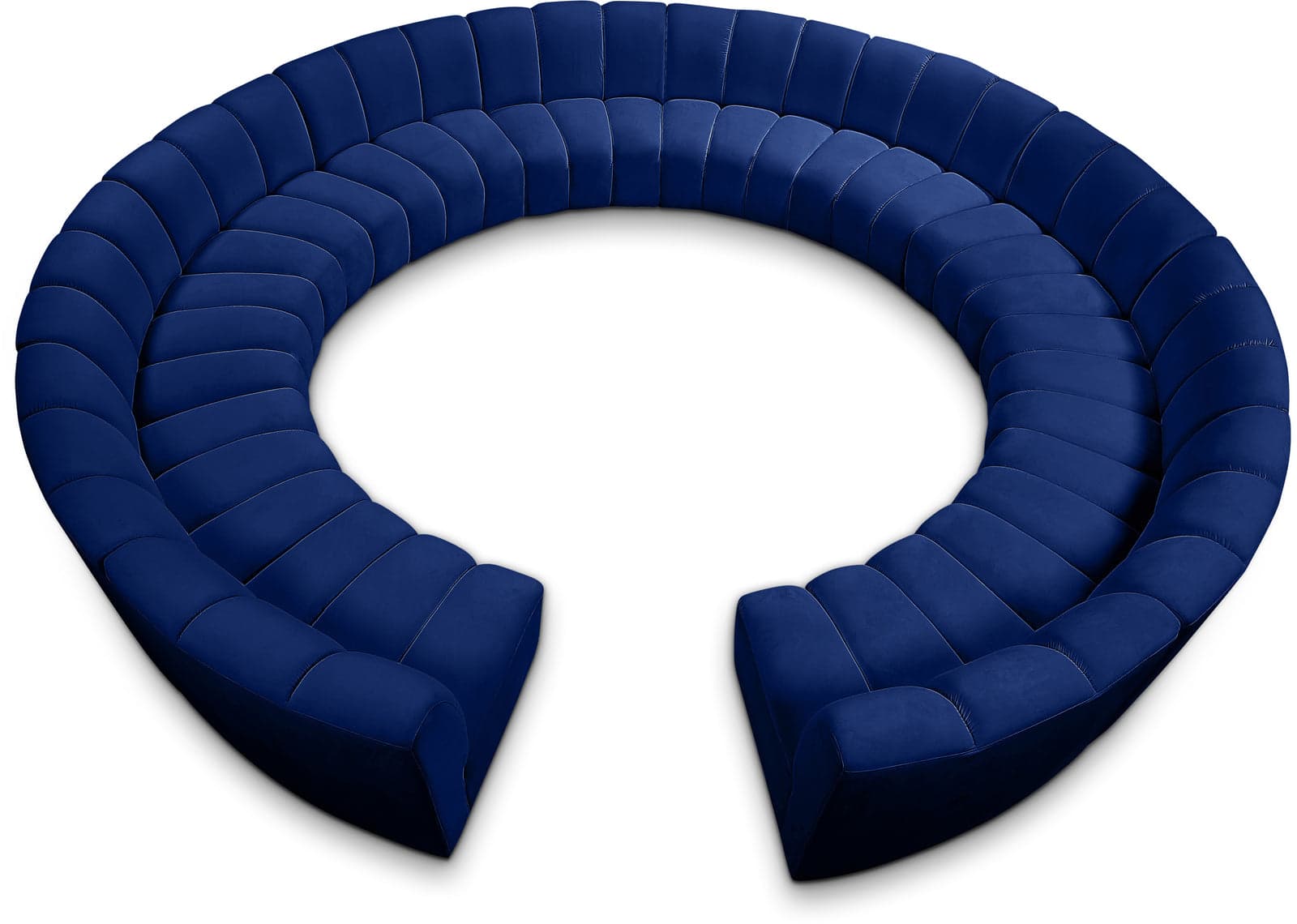 Isolde 178" Navy Velvet Upholstered Sectional, 12-Piece — Vista 1 (1/3)