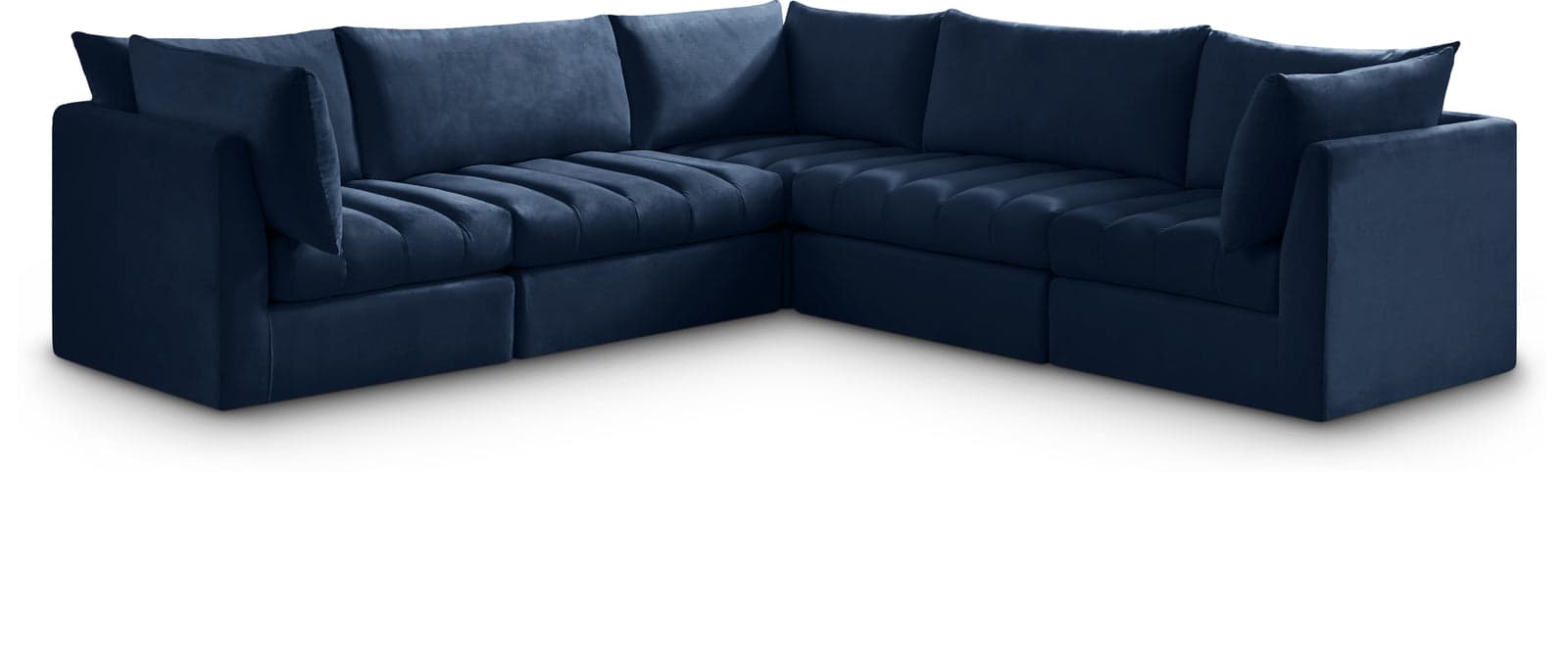 Rowan 103" Navy Velvet Upholstered Sectional, 5-Piece — View 1 (1/3)