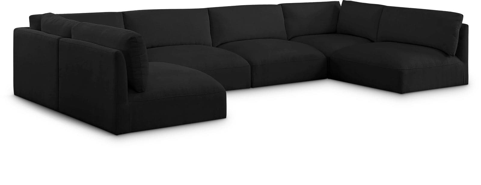 Hadley 152" Black Fabric Upholstered Sectional, 6-Piece — View 1 (1/3)