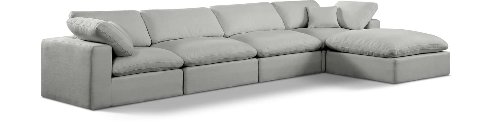 Farrah 158" Grey Linen Textured Fabric Upholstered Sectional, 5-Piece — Vista 1 (1/3)