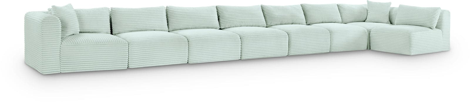 Faye 233" Mint Corduroy Performance Fabric Upholstered Sectional, 8-Piece — View 1 (1/3)