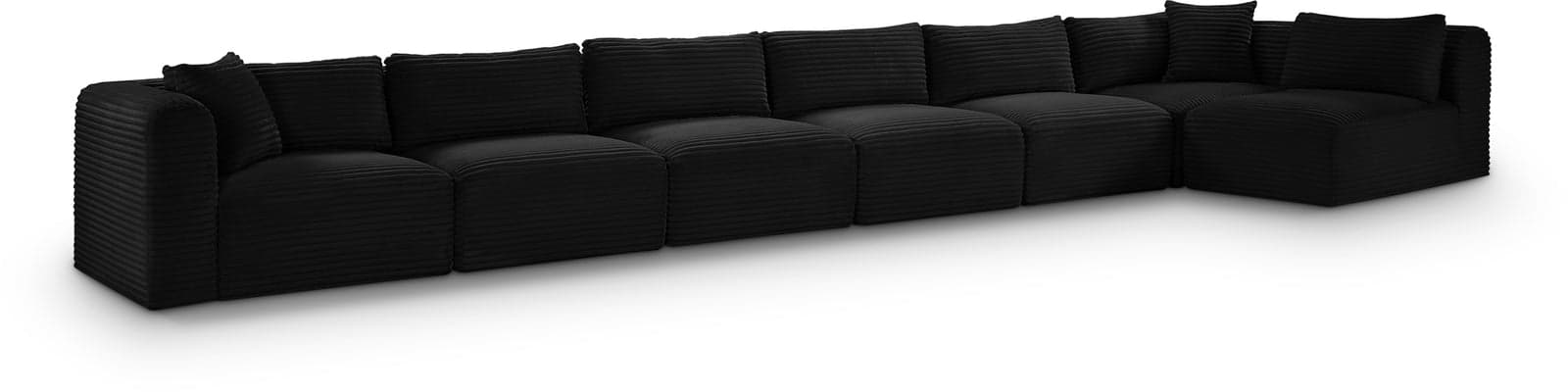Faye 202" Black Corduroy Performance Fabric Upholstered Sectional, 7-Piece — View 1 (1/3)