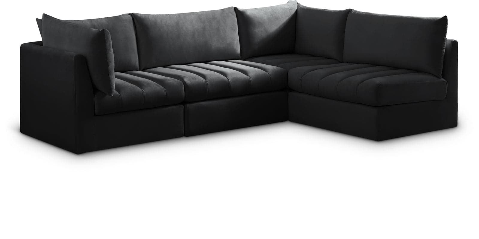 Rowan 103" Black Velvet Upholstered Sectional, 4-Piece — Vista 1 (1/3)