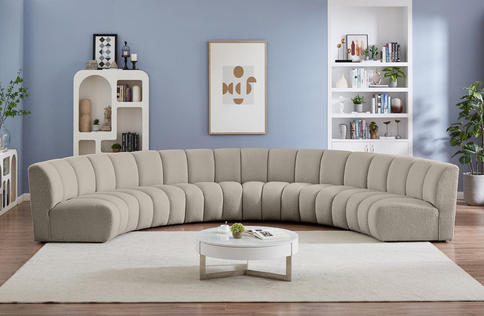 Isolde 176" Brown Boucle Fabric Upholstered Sectional, 6-Piece — Vista 1 (1/3)