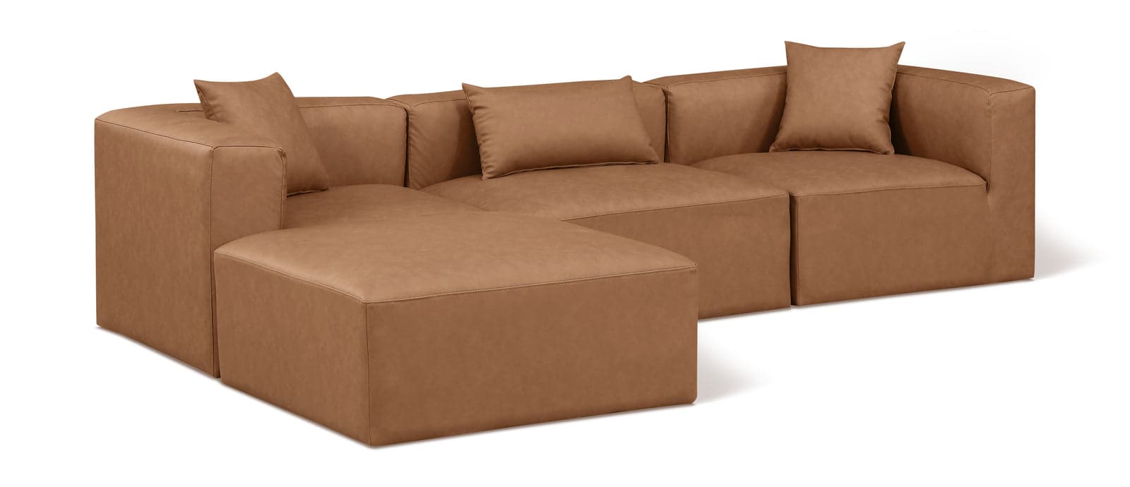 Farrah 108" Brown Vegan Leather Upholstered Sectional, 4-Piece — Vista 1 (1/3)