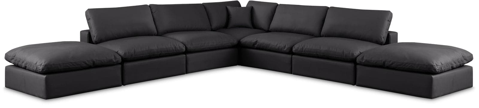 Farrah 157" Black Vegan Leather Upholstered Sectional, 7-Piece — View 1 (1/3)