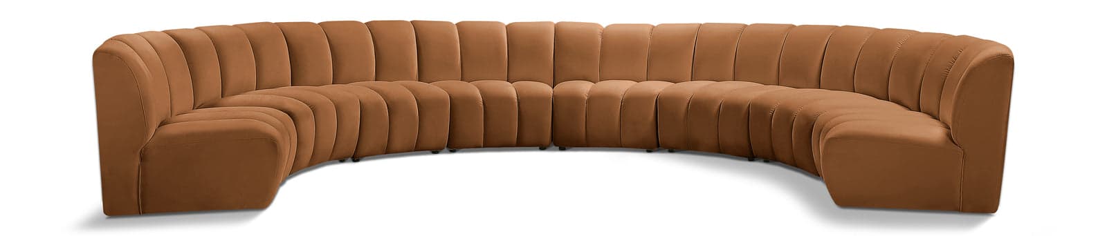 Isolde 183" Saddle Velvet Upholstered Sectional, 8-Piece — Vista 1 (1/3)