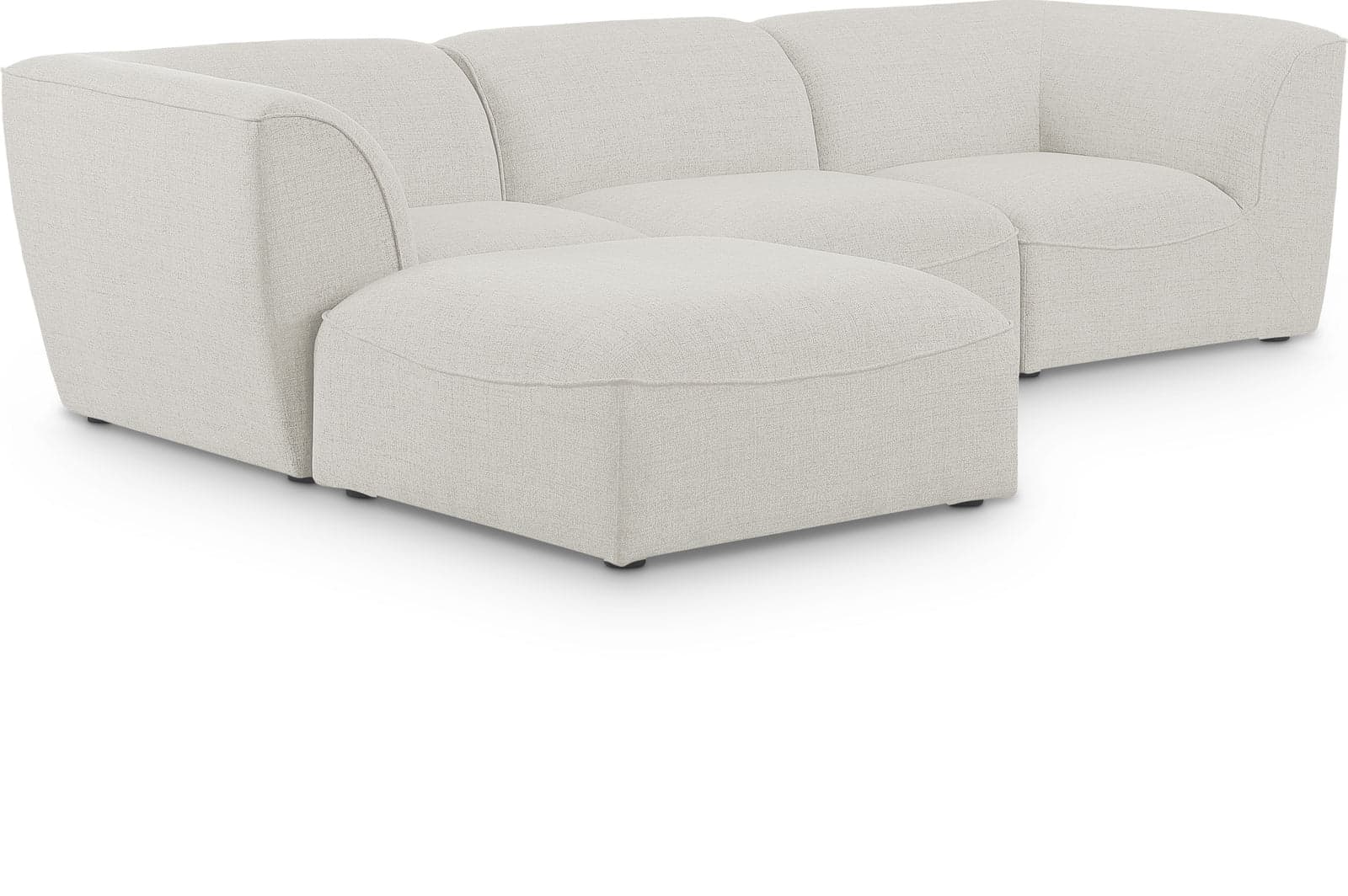 Greer 109" Cream Linen Textured Fabric Upholstered Sectional, 4-Piece — View 1 (1/3)