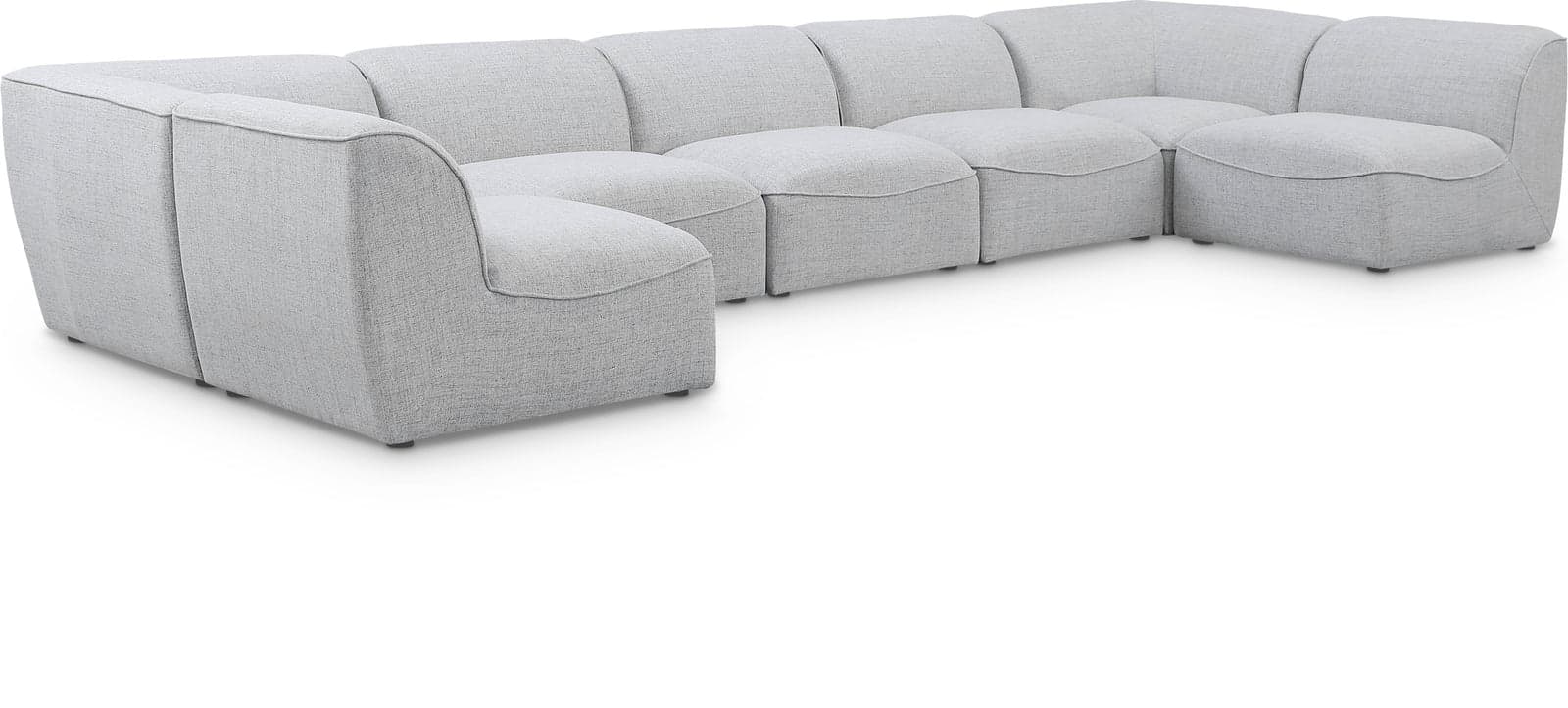 Greer 175" Grey Linen Textured Fabric Upholstered Sectional, 7-Piece — Vista 1 (1/3)