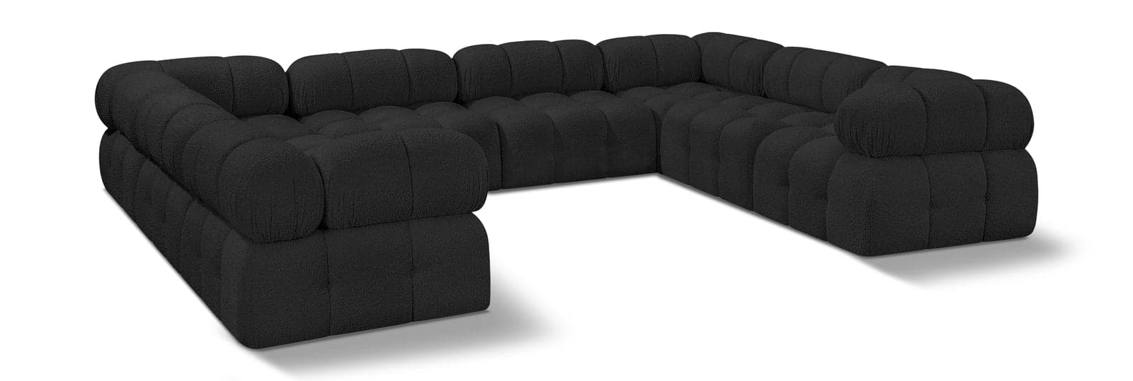 Darcy 136" Black Boucle Fabric Upholstered Sectional, 8-Piece — View 1 (1/3)