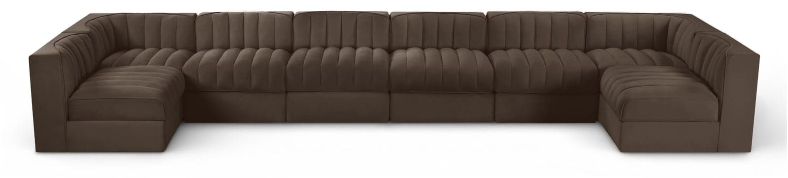 Talia Brown Velvet Performance Fabric Upholstered Sectional, 8-Piece — Vista 1 (1/3)