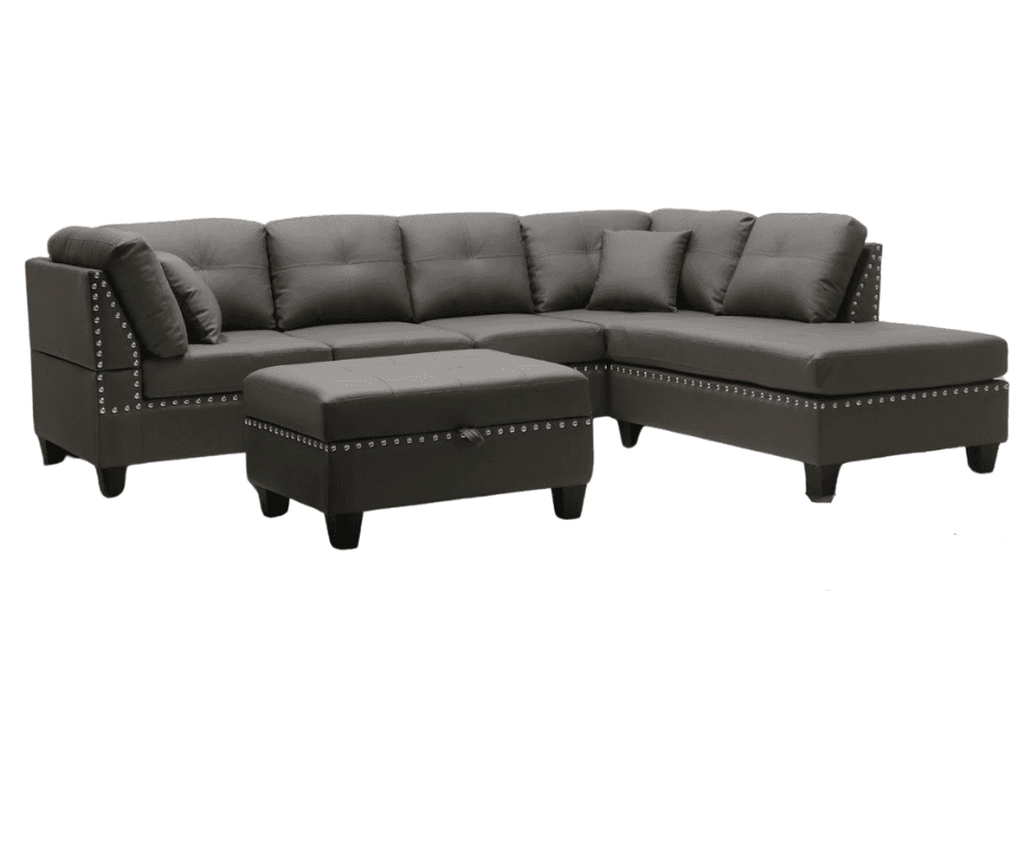 Mandy Sectional with Free Ottoman in Grey — View 1 (1/3)