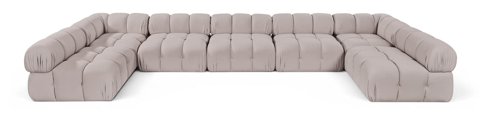 Camden Beige Velvet Performance Fabric Upholstered Sectional, 7-Piece (Style 2) — View 1 (1/3)
