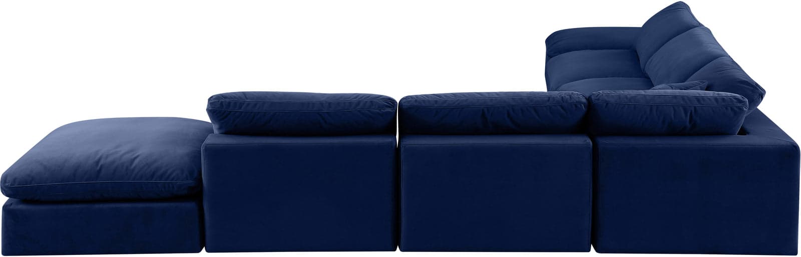 Farrah 157" Navy Velvet Upholstered Sectional, 7-Piece — View 1 (1/3)