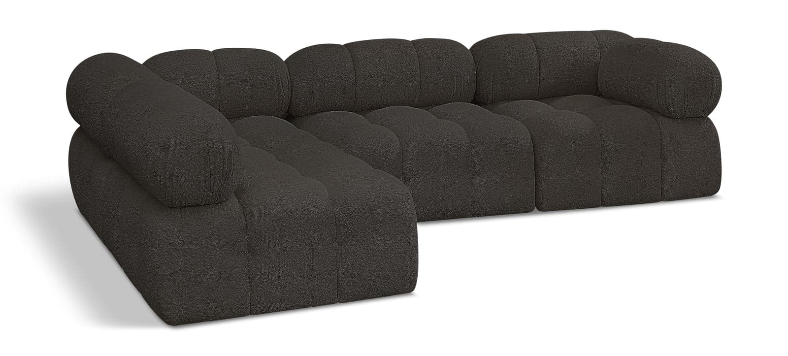 Darcy 102" Brown Boucle Fabric Upholstered Sectional, 4-Piece — Vista 1 (1/3)