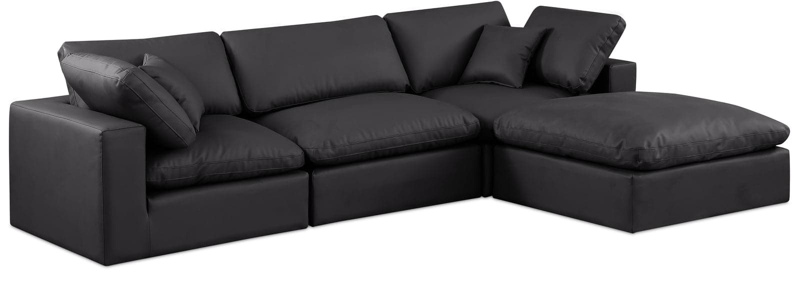 Farrah 119" Black Vegan Leather Upholstered Sectional, 4-Piece — Vista 1 (1/3)