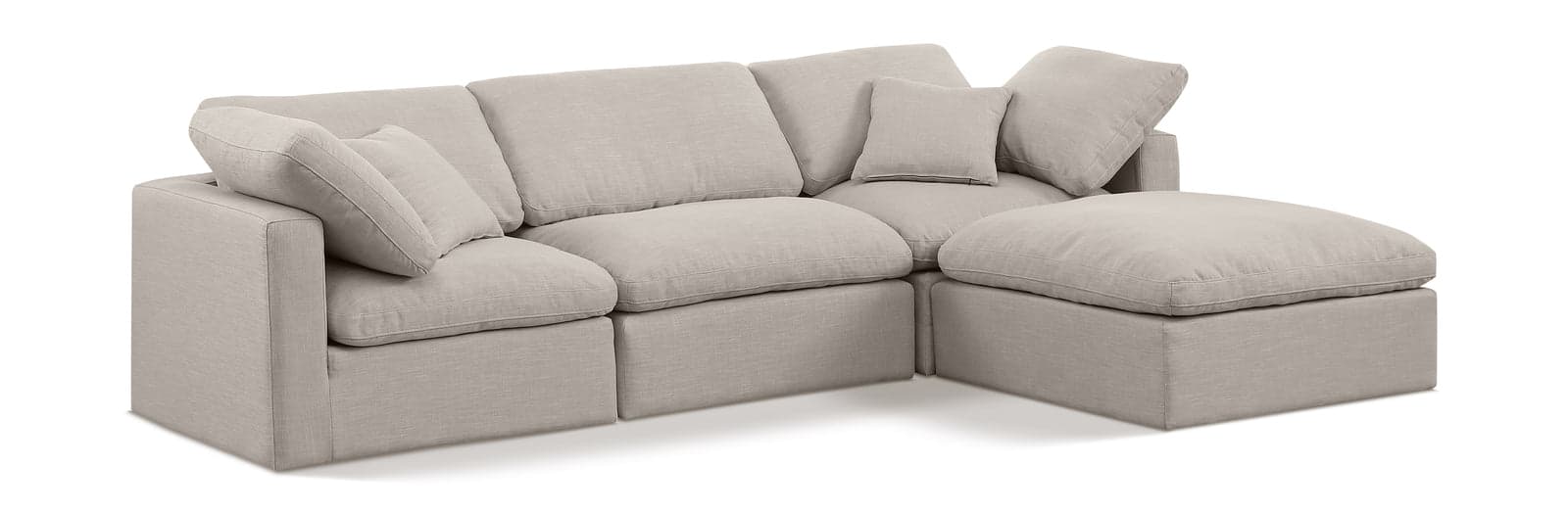 Sloane 105" Linen Textured Fabric Upholstered Sectional, 4-Piece — Vista 1 (1/6)